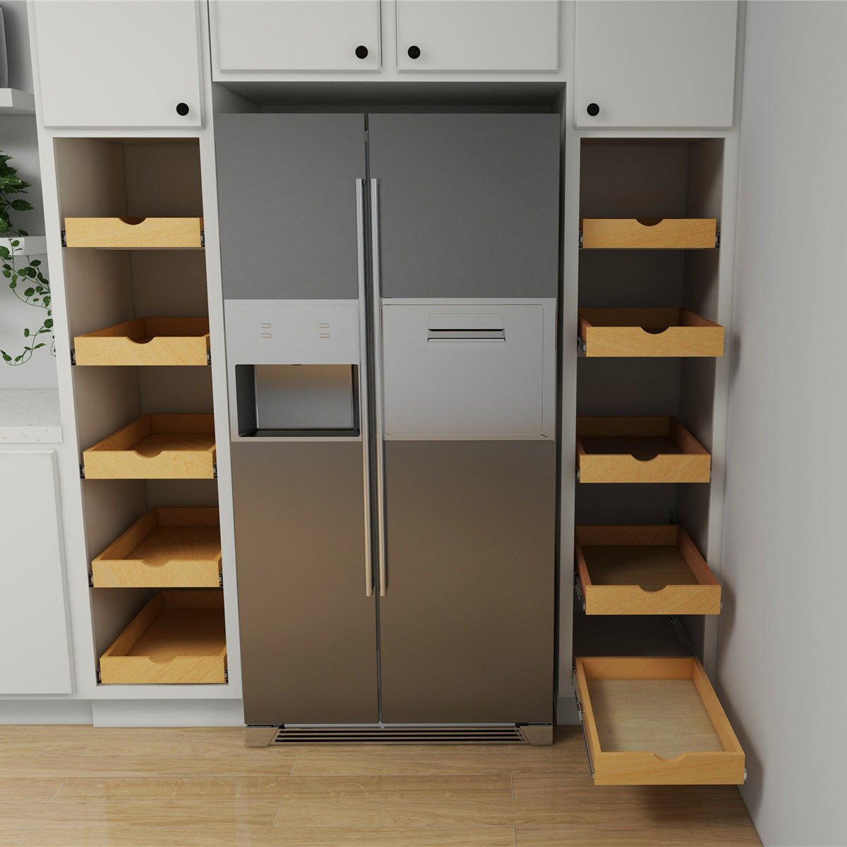 Daiona Solid Wood Pull-Out Drawer Box – 21" Deep Cabinet Organizer in Multiple Widths Out Tray with Brackets